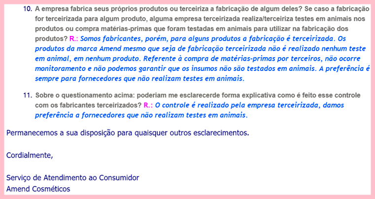 Amend testa em animais em 2020? Não é vegana ou cruelty-free?