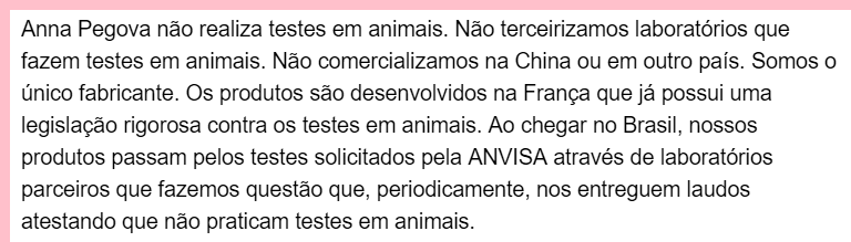 Anna Pegova testa em animais em 2021? É vegana ou cruelty-free?